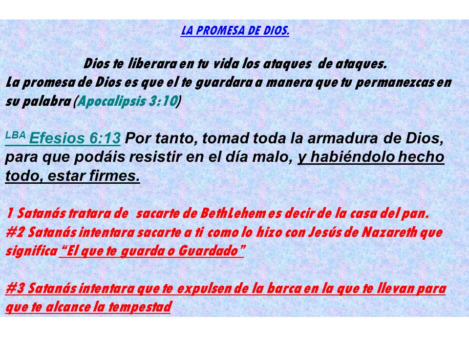 Dios te liberara en tu vida los ataques de ataques.