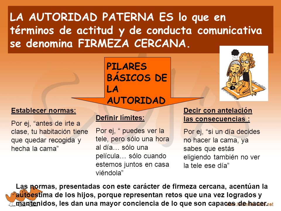 LA AUTORIDAD PATERNA ES lo que en términos de actitud y de conducta comunicativa se denomina FIRMEZA CERCANA.