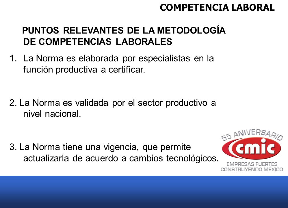 COMPETENCIA LABORAL PUNTOS RELEVANTES DE LA METODOLOGÍA DE COMPETENCIAS LABORALES.