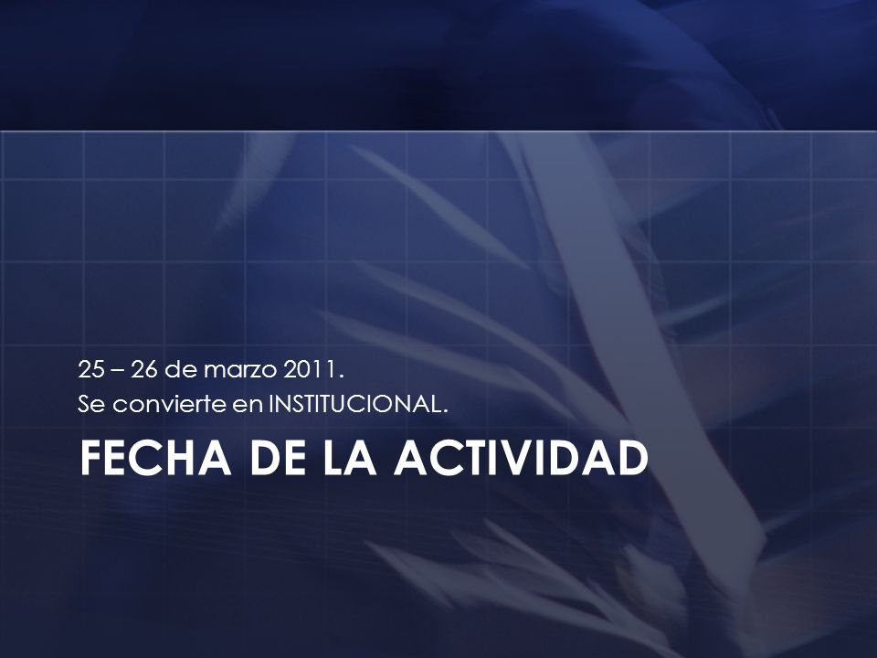 FECHA DE LA ACTIVIDAD 25 – 26 de marzo 2011.
