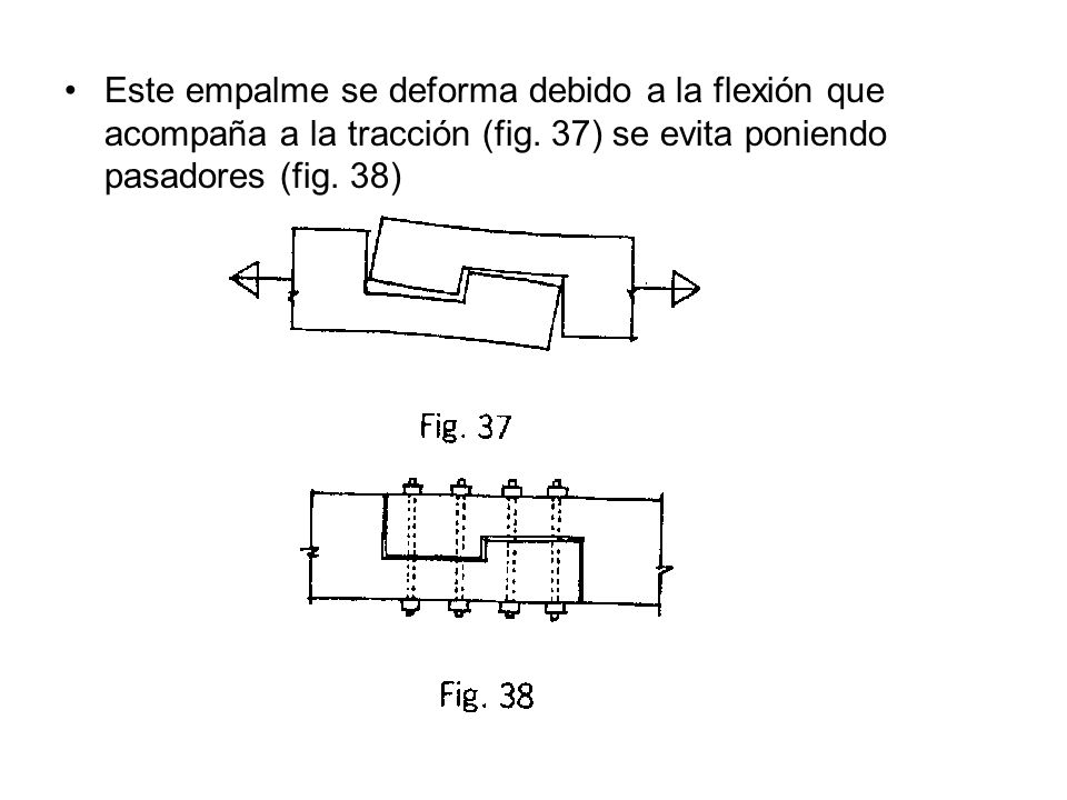 Este empalme se deforma debido a la flexión que acompaña a la tracción (fig.