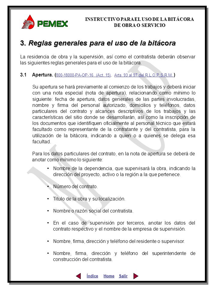 3. Reglas generales para el uso de la bitácora