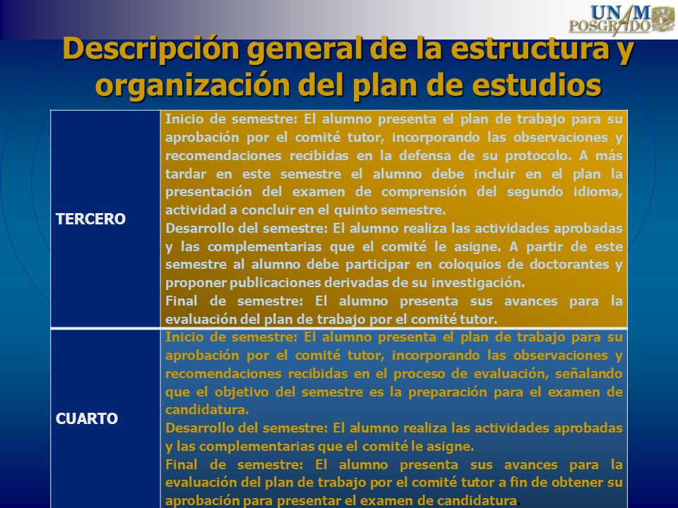 Descripción general de la estructura y organización del plan de estudios