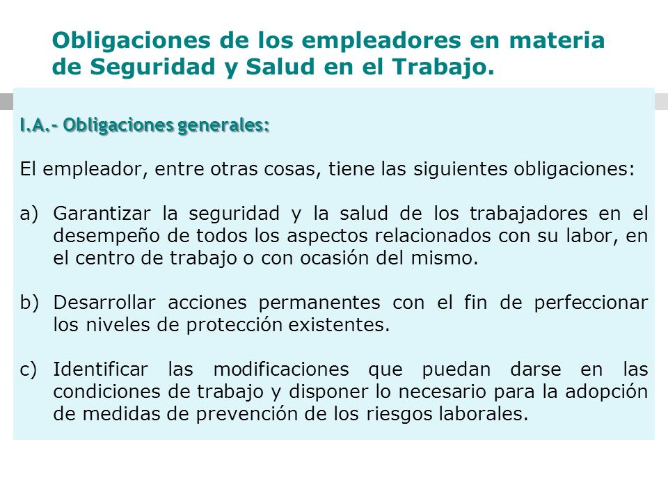 Obligaciones de los empleadores en materia de Seguridad y Salud en el Trabajo.