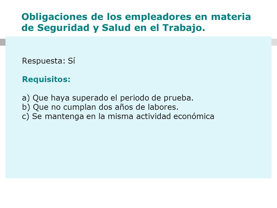 Obligaciones de los empleadores en materia de Seguridad y Salud en el Trabajo.