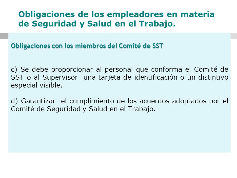 Obligaciones de los empleadores en materia de Seguridad y Salud en el Trabajo.