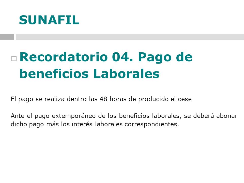 Recordatorio 04. Pago de beneficios Laborales