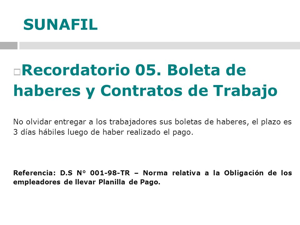Recordatorio 05. Boleta de haberes y Contratos de Trabajo