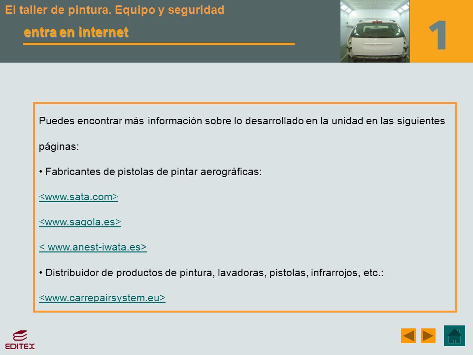 entra en internet El taller de pintura. Equipo y seguridad