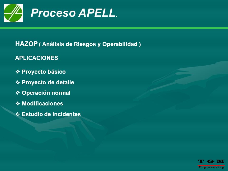 Proceso APELL. HAZOP ( Análisis de Riesgos y Operabilidad )