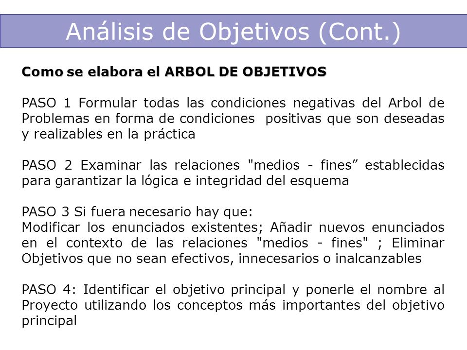 Análisis de Objetivos (Cont.)
