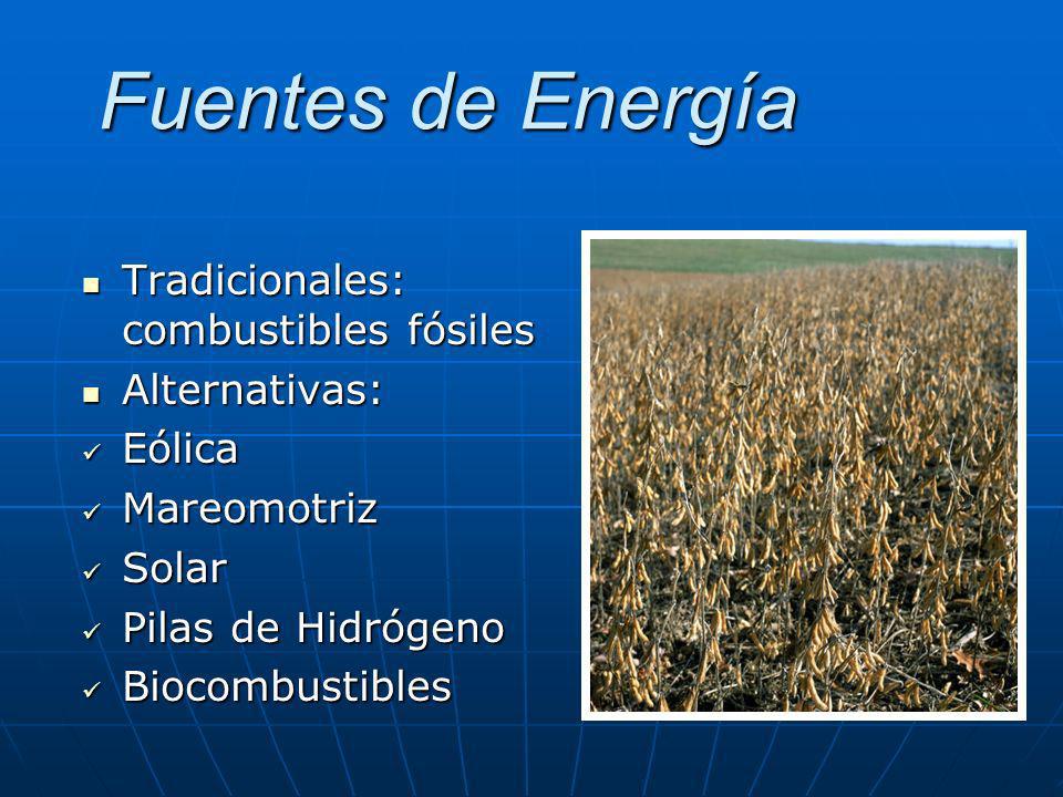 Fuentes de Energía Tradicionales: combustibles fósiles Alternativas: