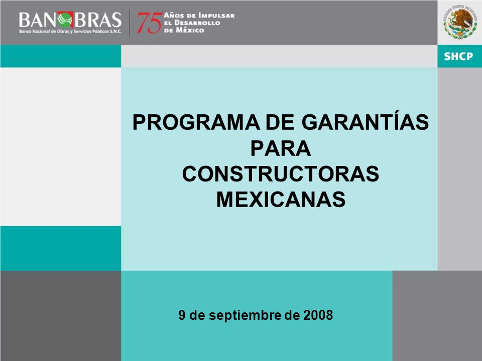 PROGRAMA DE GARANTÍAS PARA CONSTRUCTORAS MEXICANAS