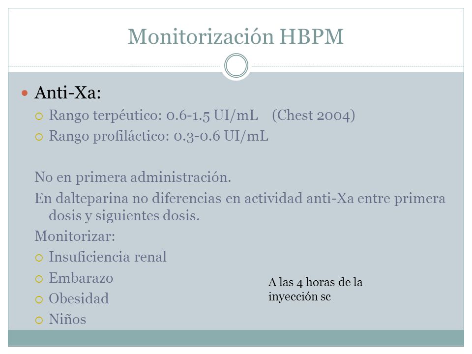 Monitorización HBPM Anti-Xa: