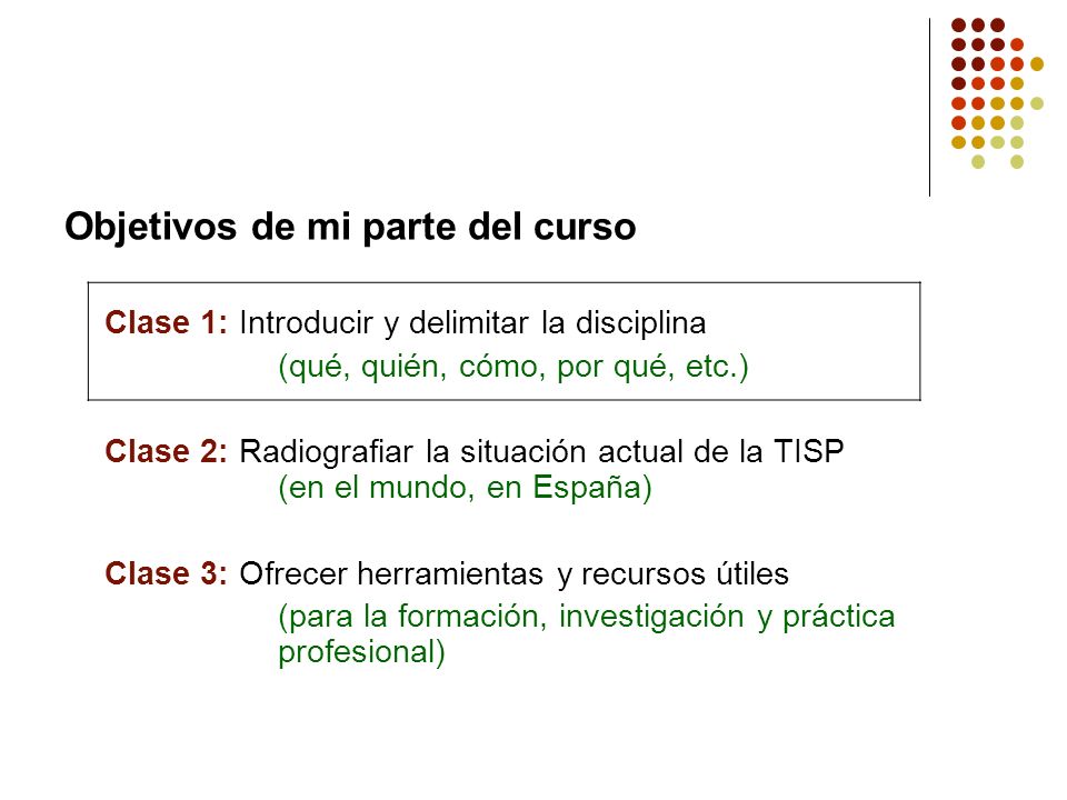 Objetivos de mi parte del curso