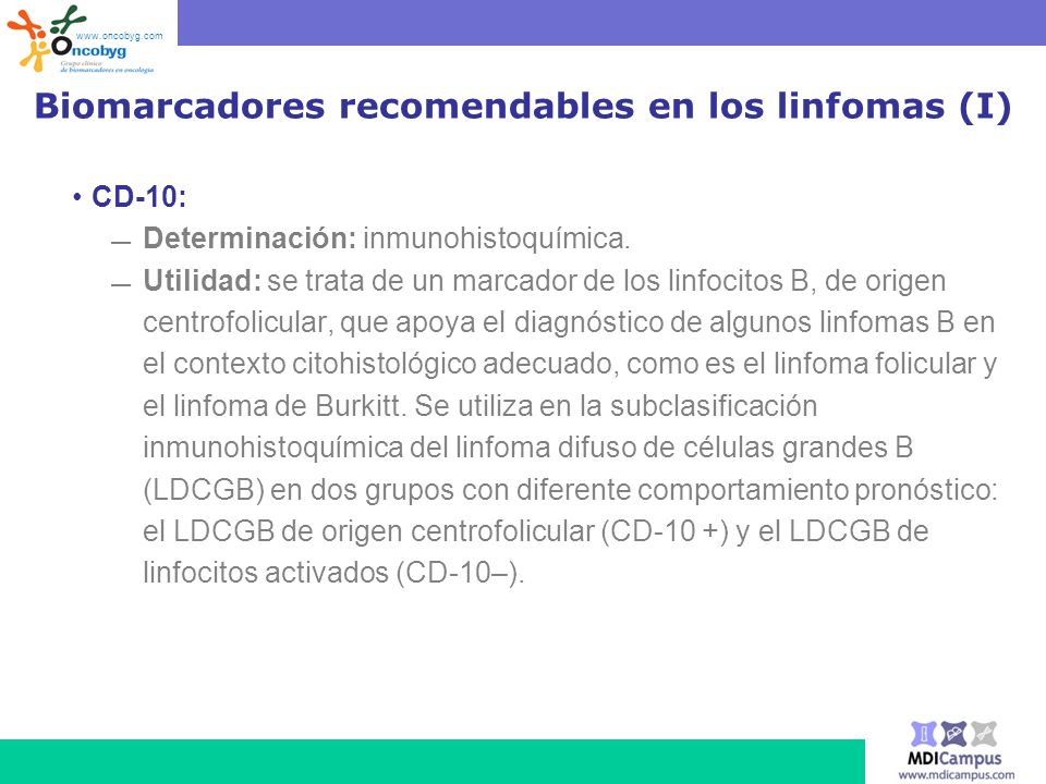 Biomarcadores recomendables en los linfomas (I)