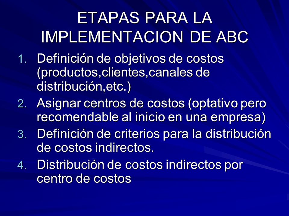 ETAPAS PARA LA IMPLEMENTACION DE ABC