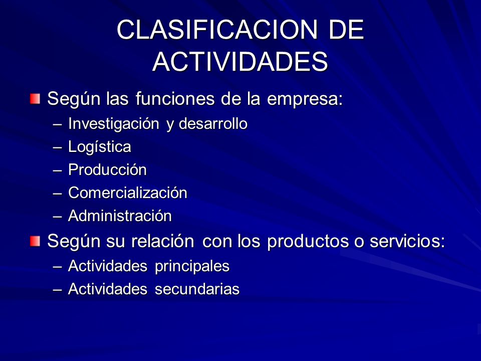 CLASIFICACION DE ACTIVIDADES