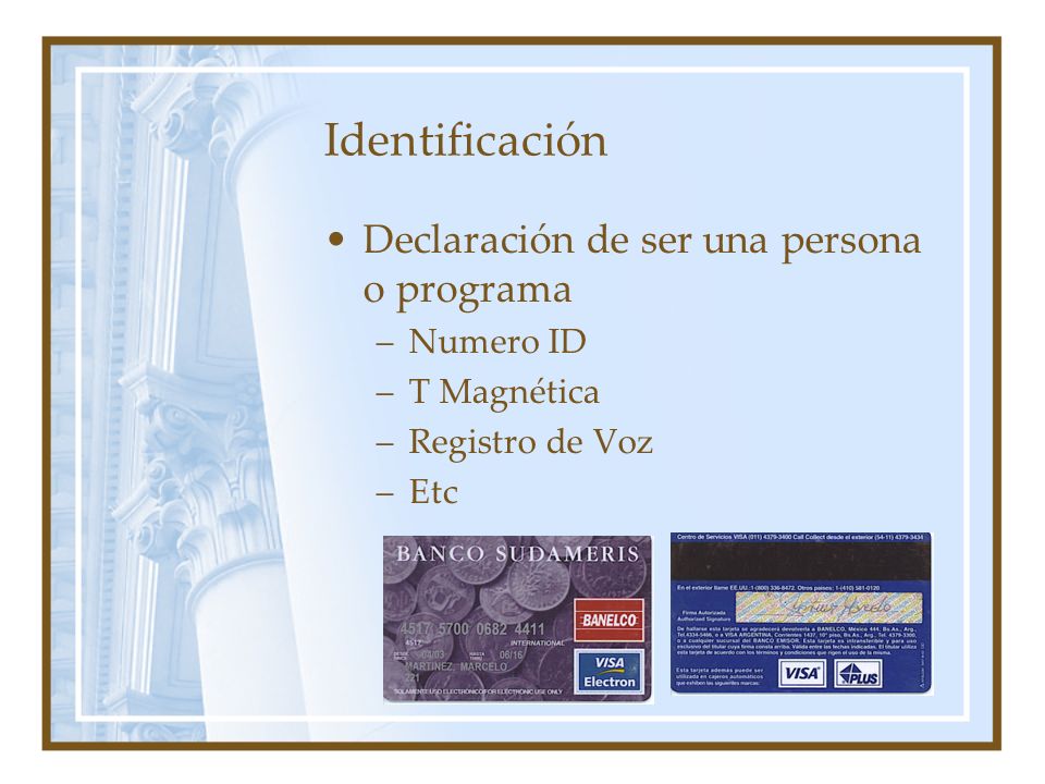 Identificación Declaración de ser una persona o programa Numero ID