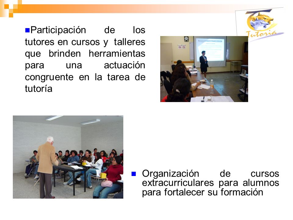 Participación de los tutores en cursos y talleres que brinden herramientas para una actuación congruente en la tarea de tutoría