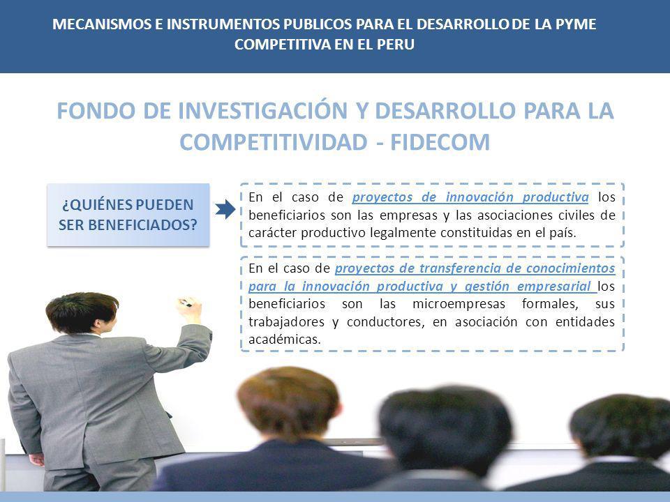 FONDO DE INVESTIGACIÓN Y DESARROLLO PARA LA COMPETITIVIDAD - FIDECOM