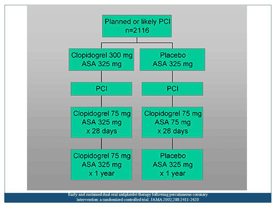 Early and sustained dual oral antiplatelet therapy following percutaneous coronary intervention: a randomized controlled trial.