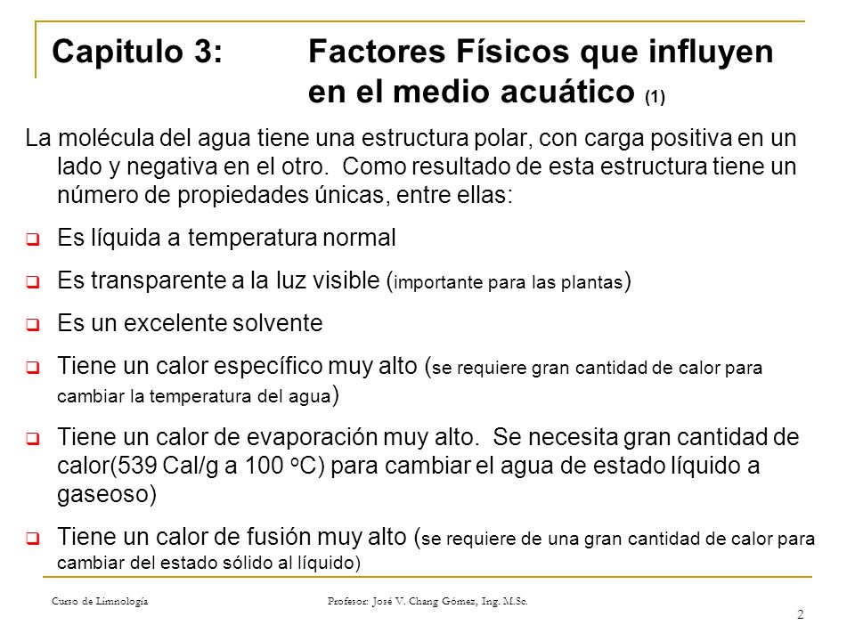 Capitulo 3: Factores Físicos que influyen en el medio acuático (1)