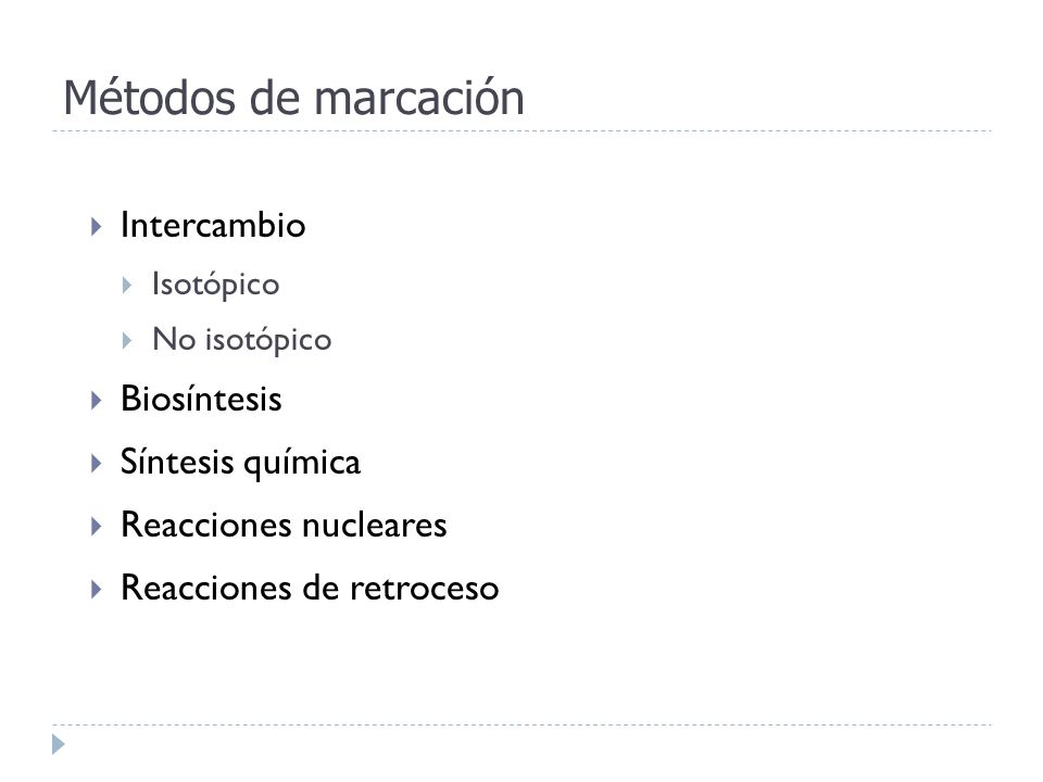 Métodos de marcación Intercambio Biosíntesis Síntesis química