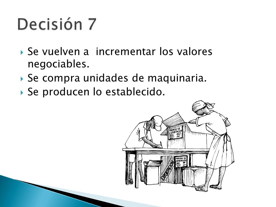 Decisión 7 Se vuelven a incrementar los valores negociables.