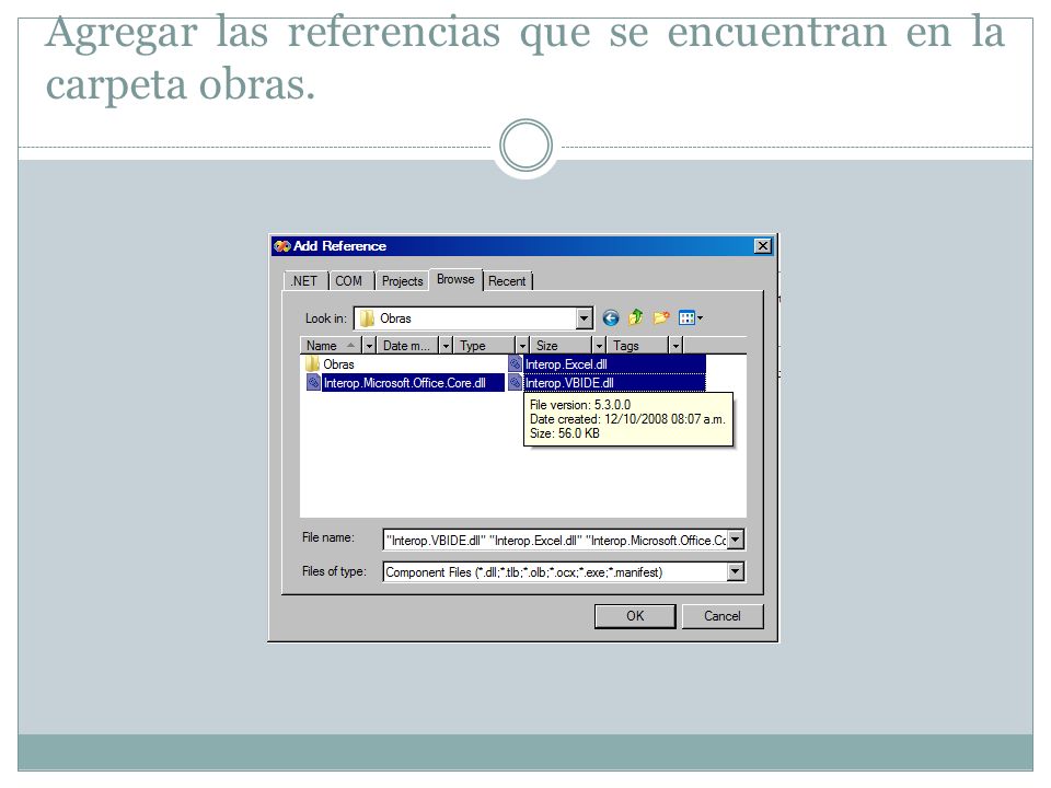 Agregar las referencias que se encuentran en la carpeta obras.