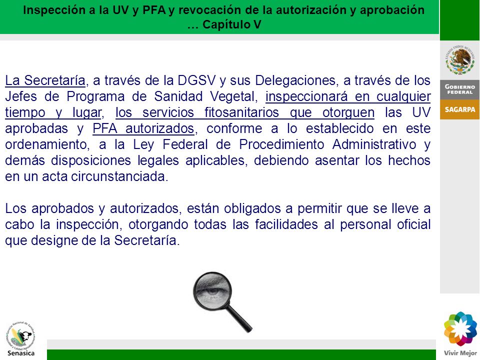 Inspección a la UV y PFA y revocación de la autorización y aprobación
