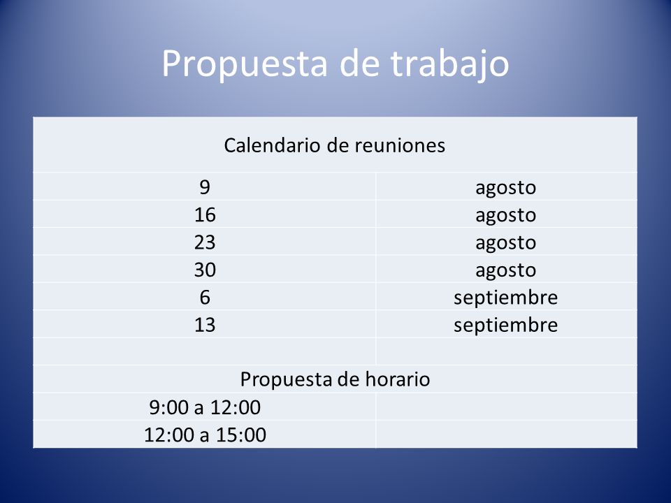 Calendario de reuniones