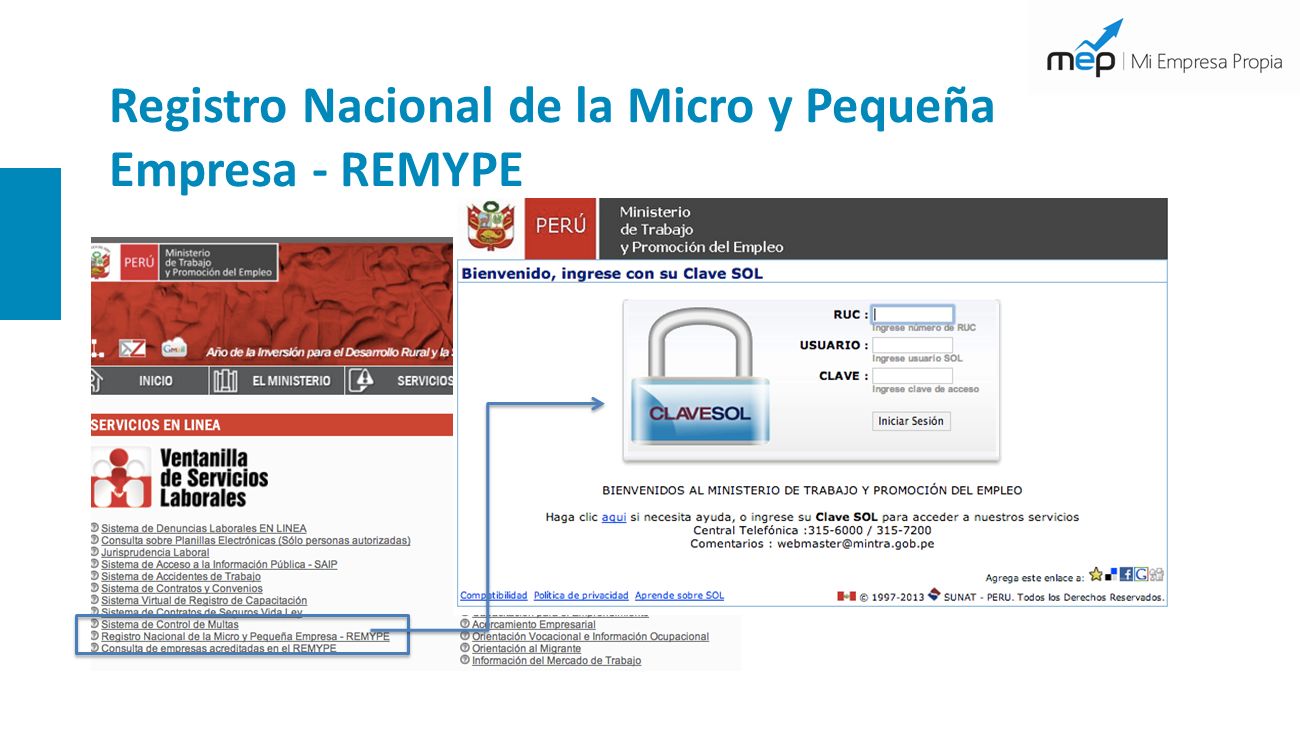 Registro Nacional de la Micro y Pequeña Empresa - REMYPE