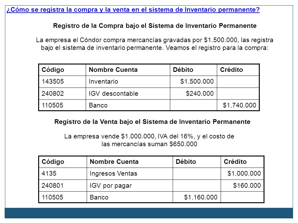 Registro de la Compra bajo el Sistema de Inventario Permanente