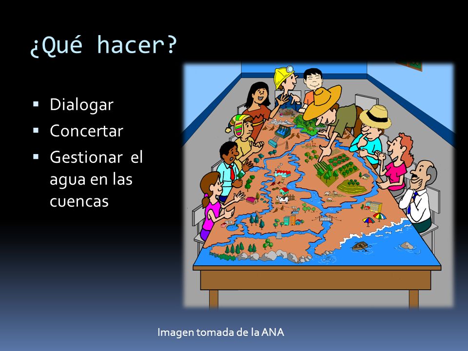 ¿Qué hacer Dialogar Concertar Gestionar el agua en las cuencas