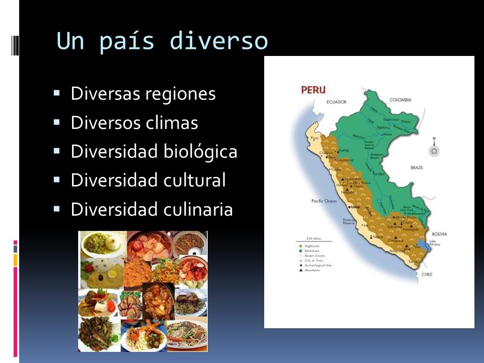 Un país diverso Diversas regiones Diversos climas Diversidad biológica