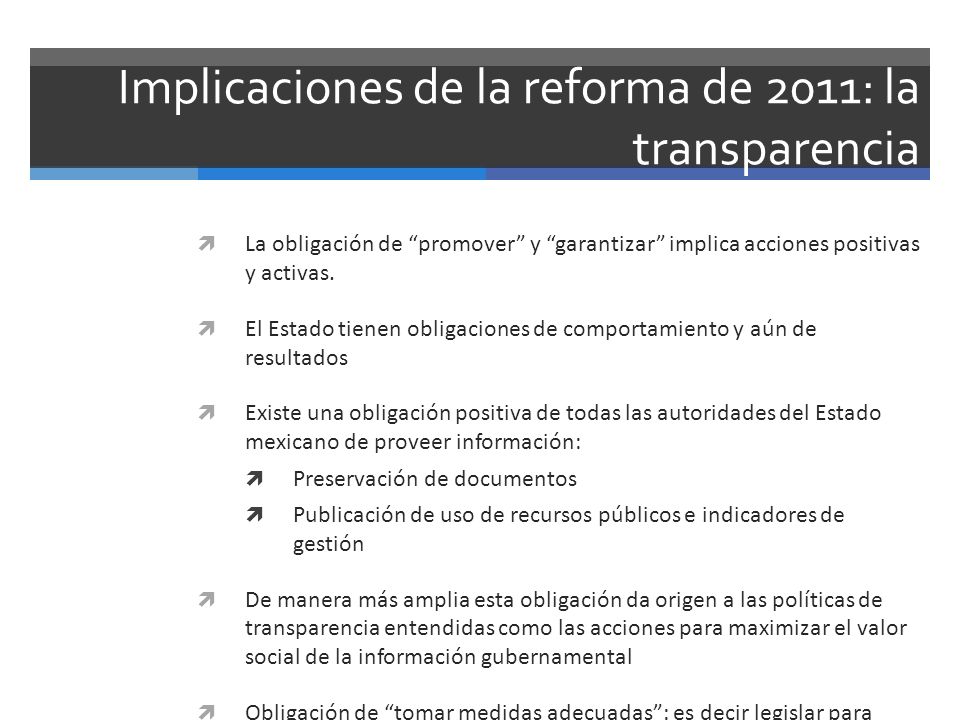 Implicaciones de la reforma de 2011: la transparencia