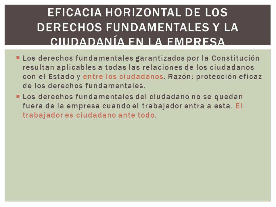 Eficacia horizontal de los derechos fundamentales y la ciudadanía en la empresa