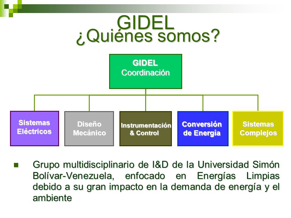 GIDEL ¿Quiénes somos Sistemas Eléctricos. Diseño Mecánico. Instrumentación. & Control. Conversión de Energía.