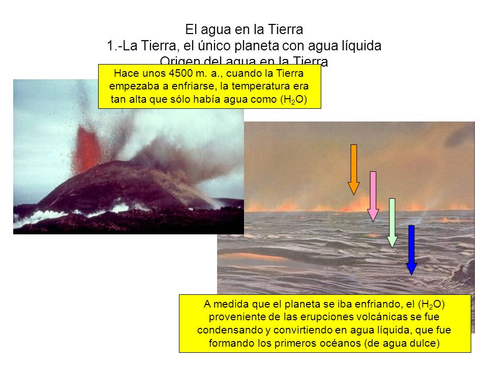 El agua en la Tierra 1.-La Tierra, el único planeta con agua líquida Origen del agua en la Tierra
