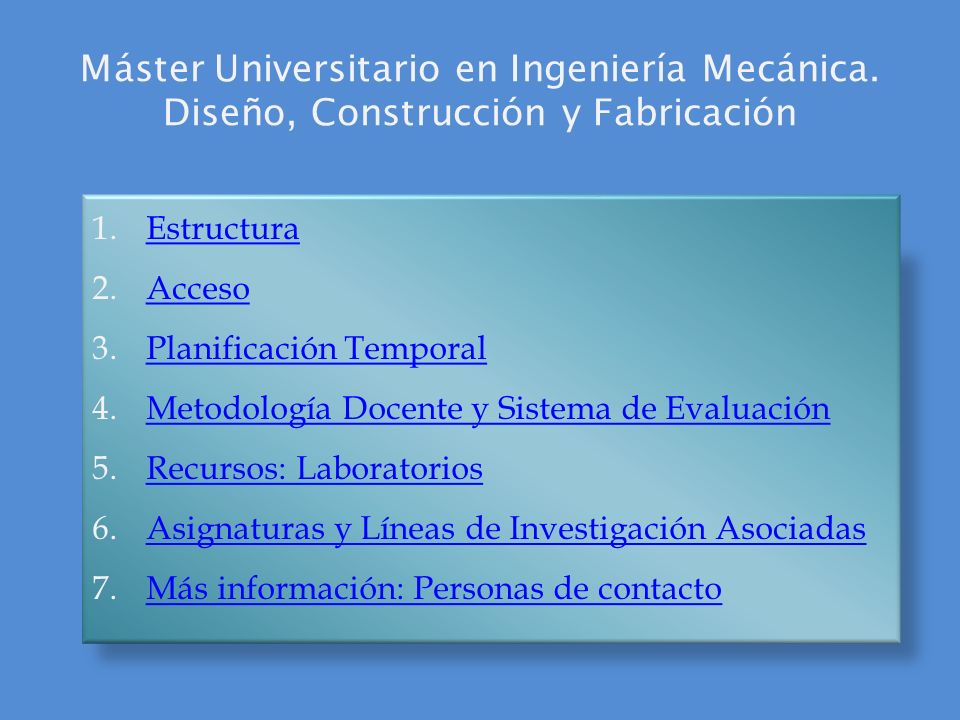 Máster Universitario en Ingeniería Mecánica