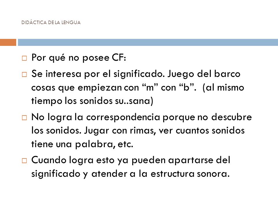 DIDÁCTICA DE LA LENGUA Por qué no posee CF: