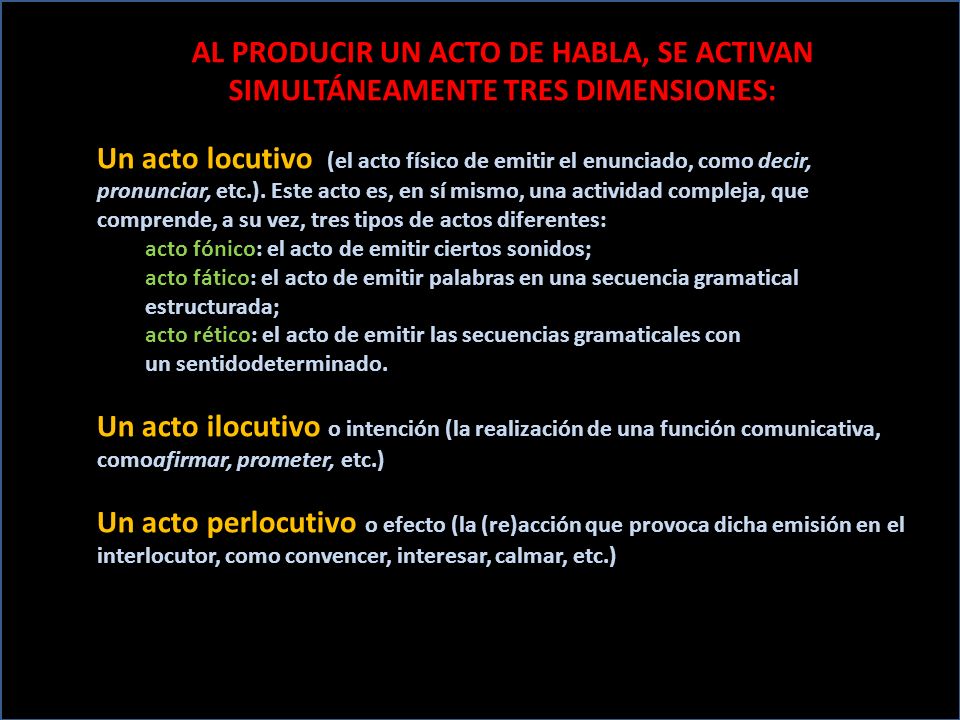 AL PRODUCIR UN ACTO DE HABLA, SE ACTIVAN SIMULTÁNEAMENTE TRES DIMENSIONES: