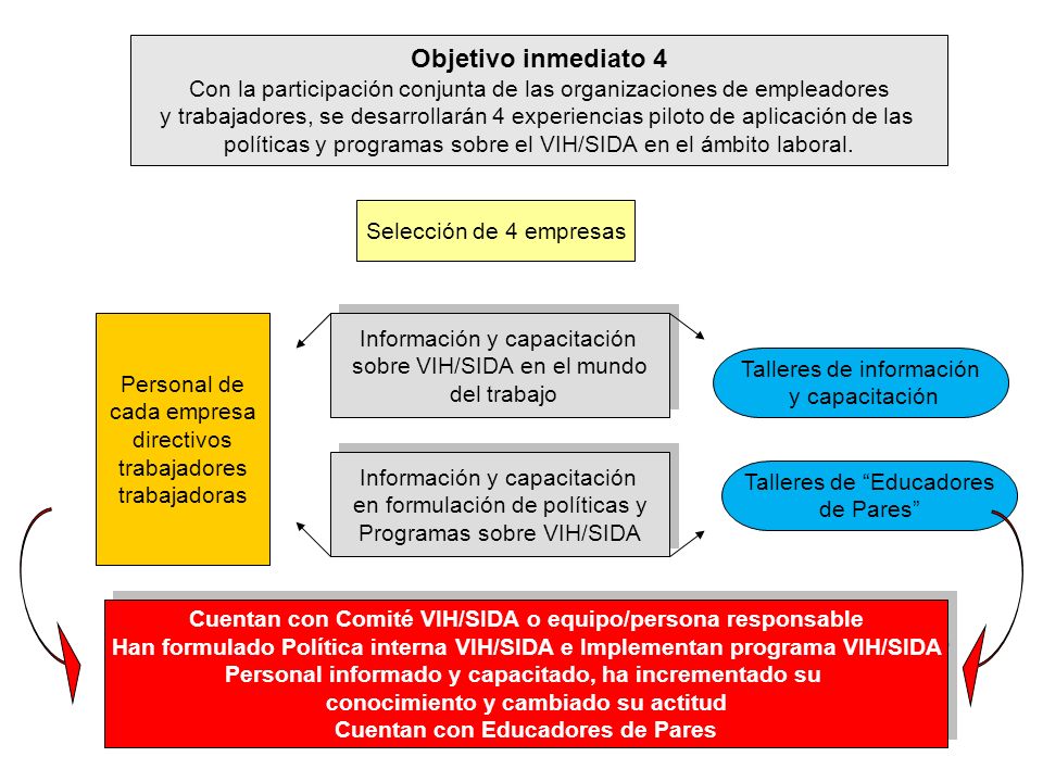 Objetivo inmediato 4 Con la participación conjunta de las organizaciones de empleadores.