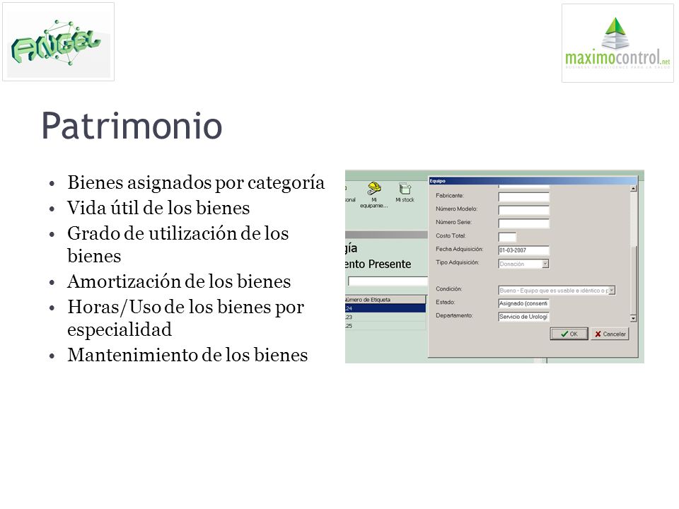Patrimonio Bienes asignados por categoría Vida útil de los bienes