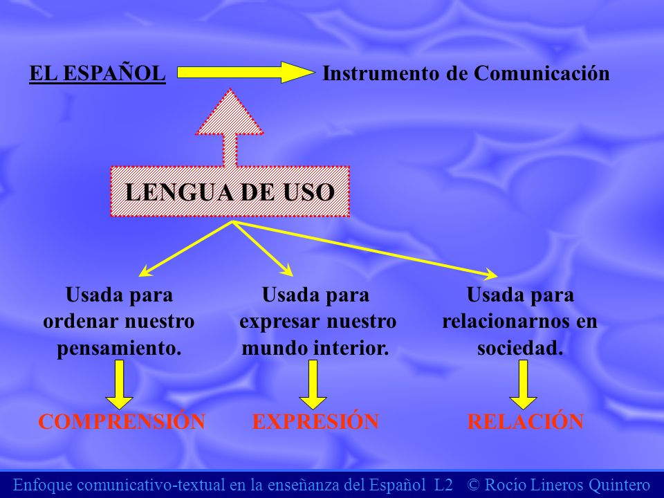 LENGUA DE USO EL ESPAÑOL Instrumento de Comunicación Usada para