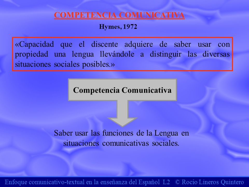 COMPETENCIA COMUNICATIVA Competencia Comunicativa