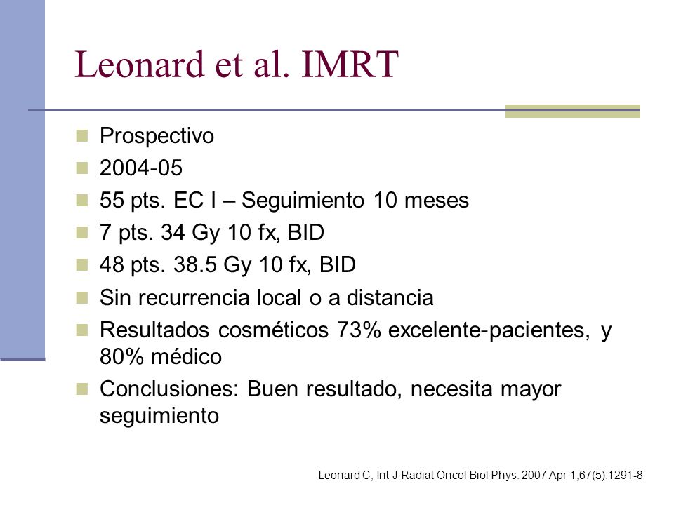 Leonard et al. IMRT Prospectivo