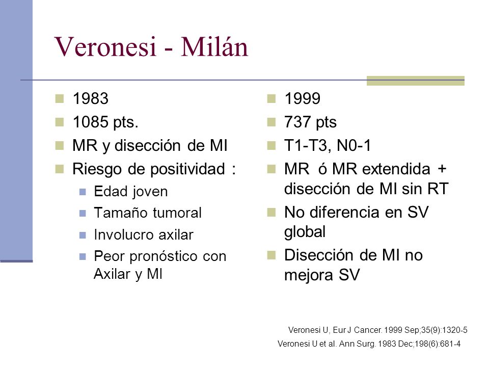 Veronesi - Milán pts. MR y disección de MI