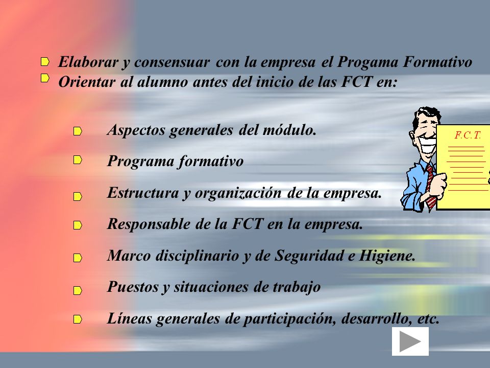 Elaborar y consensuar con la empresa el Progama Formativo